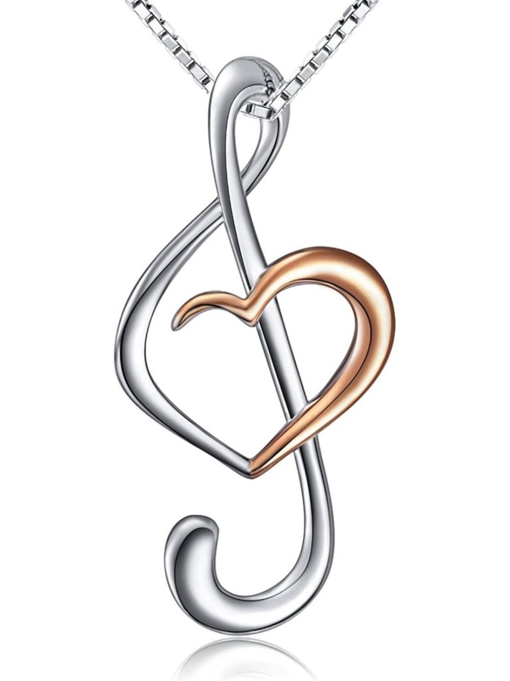 Sterling Silver Musical Note Pendant Necklace for Women - 18 Inch Jewelry Gift